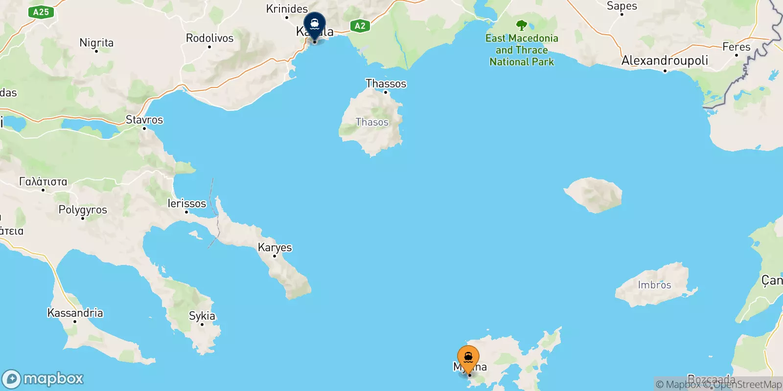 Traghetti da Mirina (Limnos) per Kavala