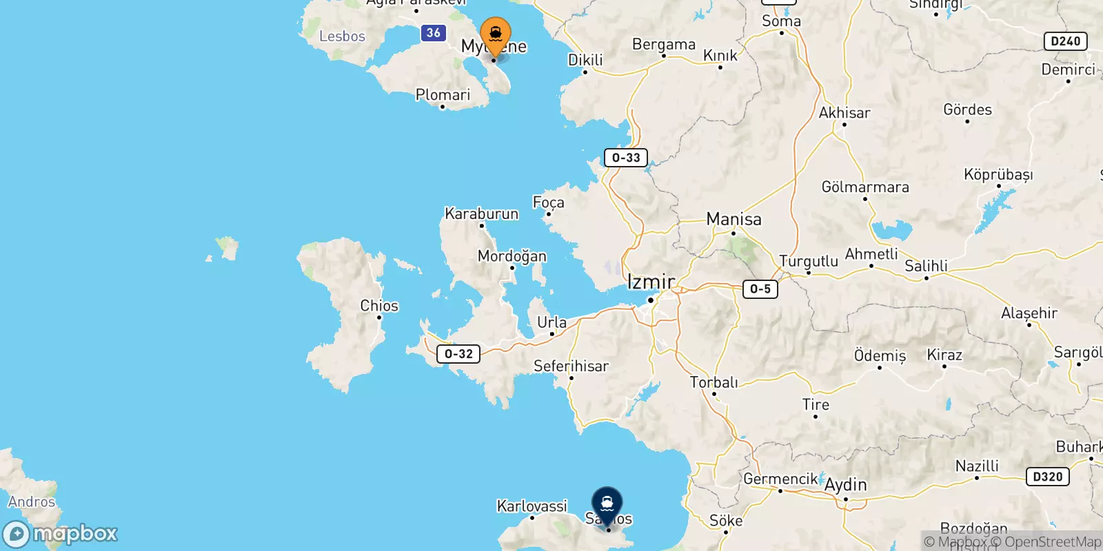 Traghetti da Mitilini (Lesvos) per Vathi (Samos)