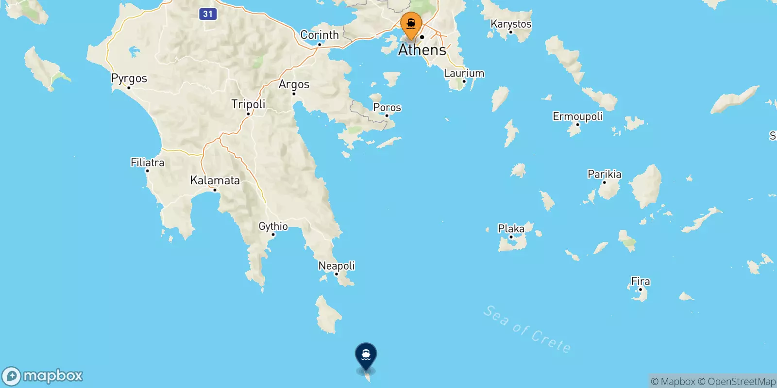 Traghetti da Pireo per Antikythira