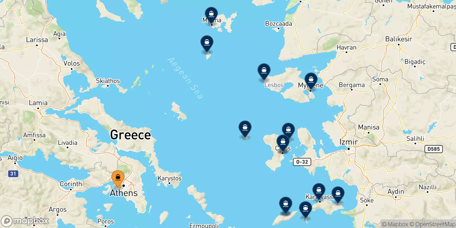 Traghetti da Pireo per le Isole Egeo Nord Orientale