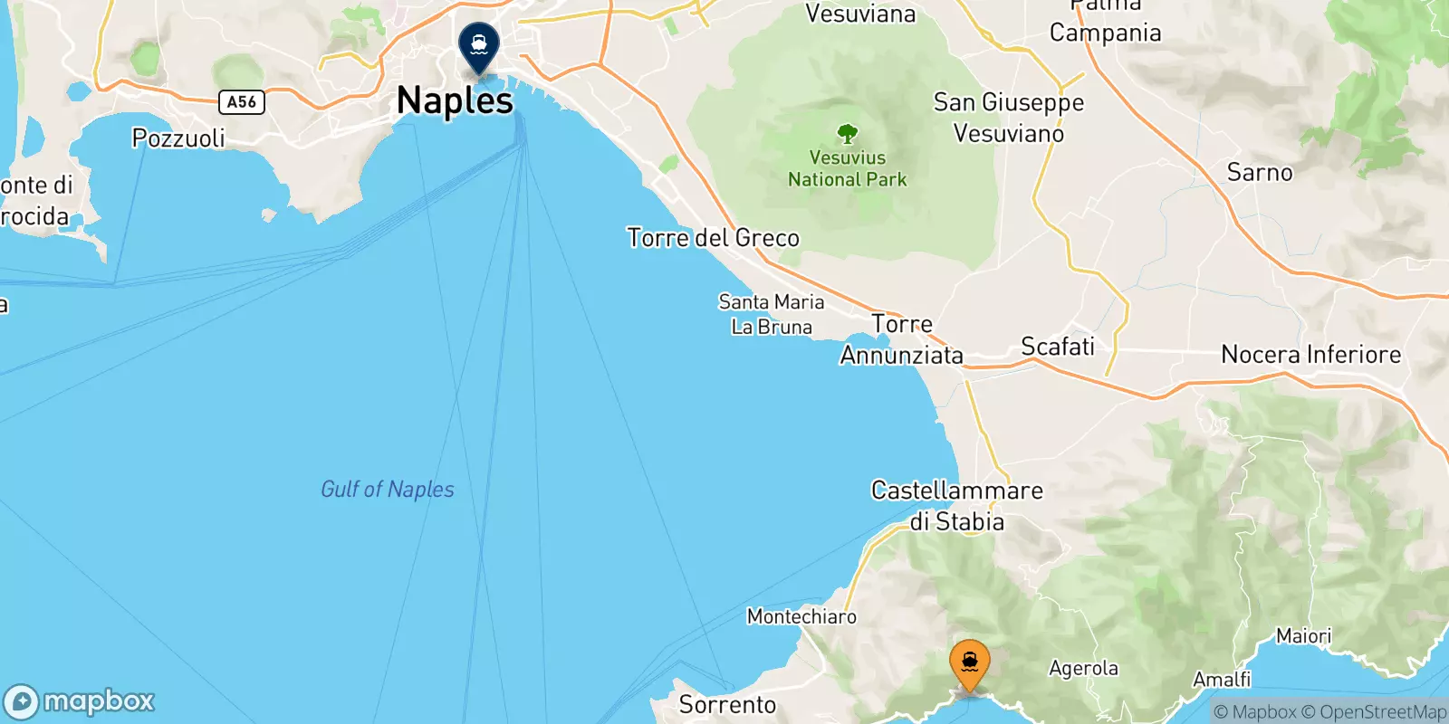 Traghetti da Positano per Napoli Beverello