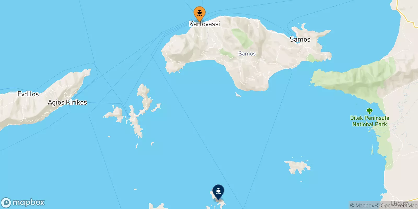 Traghetti da Pythagorio (Samos) per Arkyi