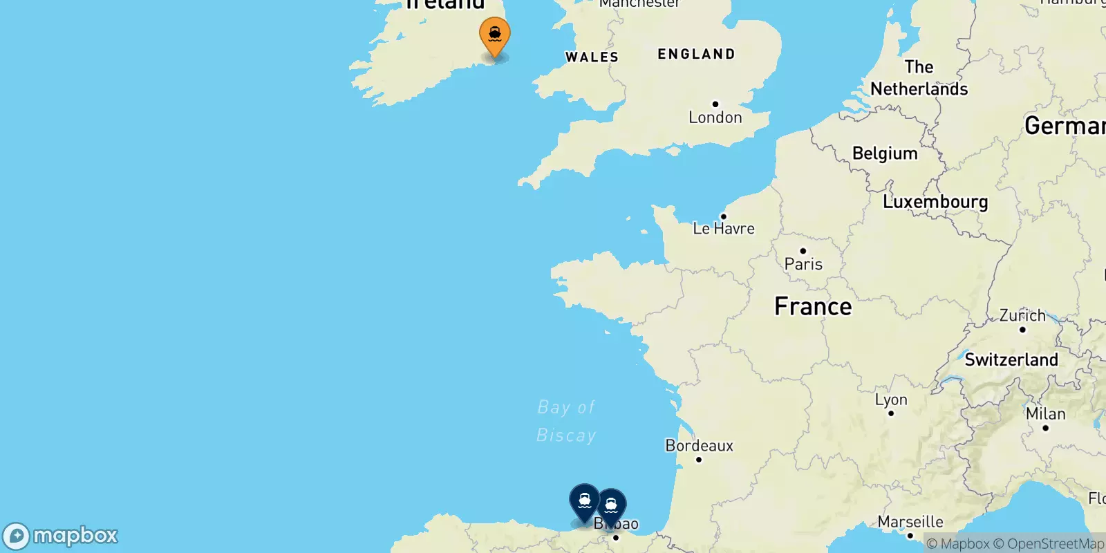 Traghetti da Rosslare per la Spagna