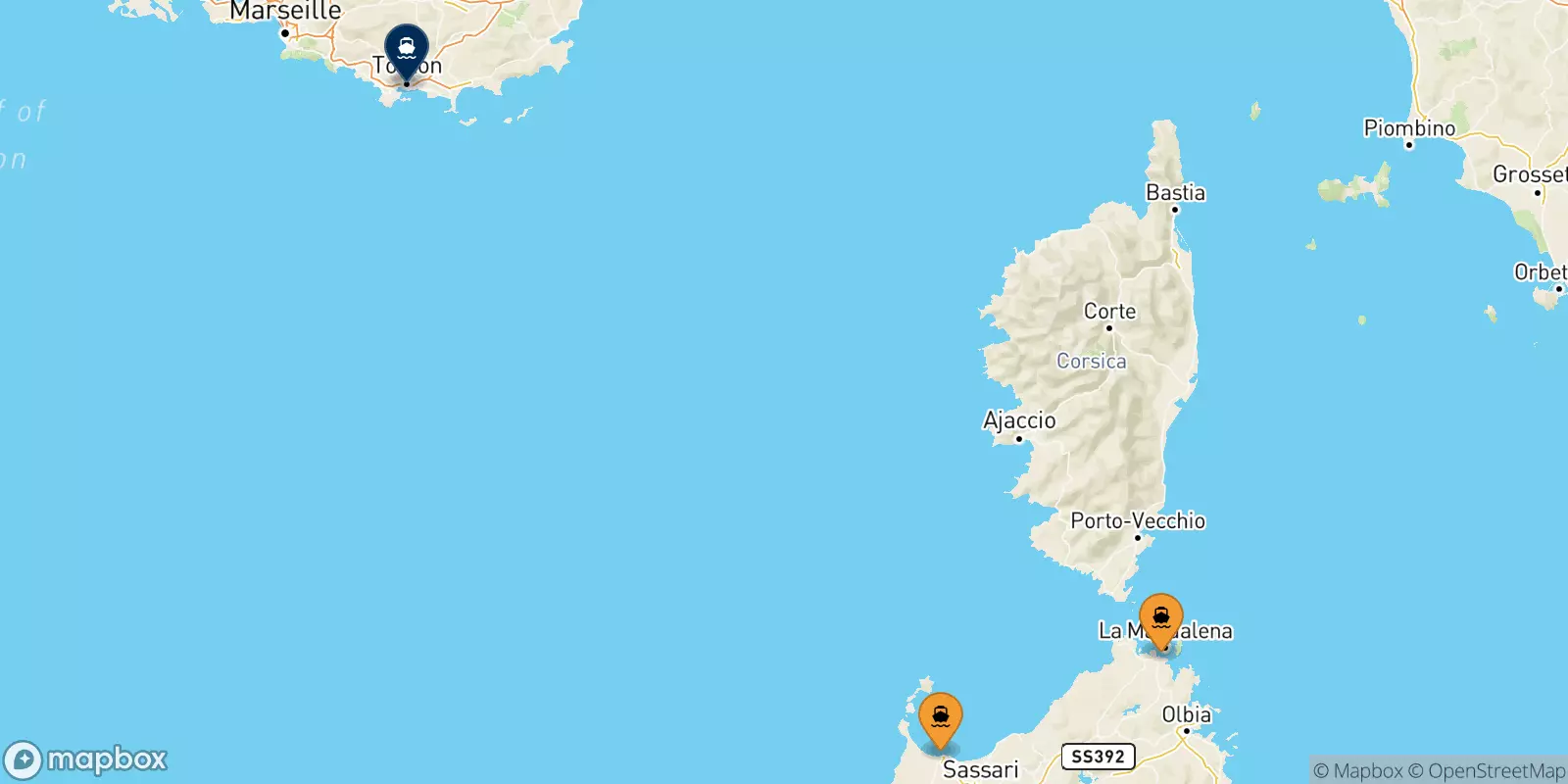 Traghetti dalla Sardegna per Tolone