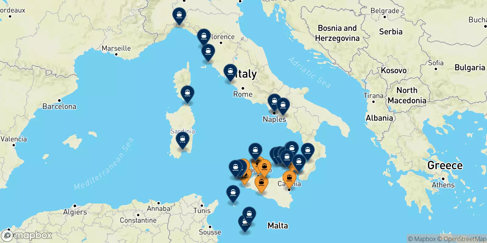 Traghetti dalla Sicilia per l'Italia