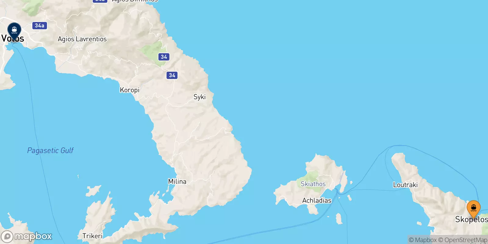 Traghetti da Skopelos per Volos