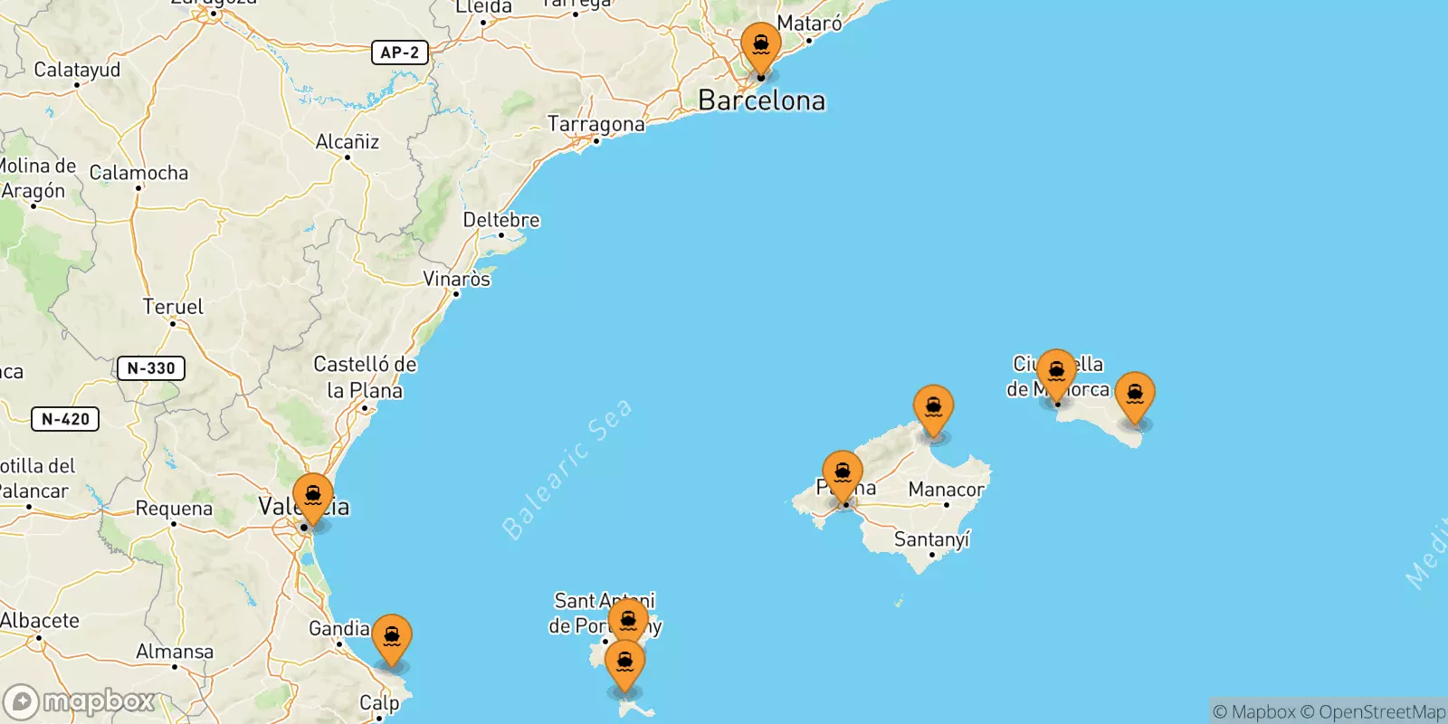 Traghetti dalla Spagna per le Isole Baleari