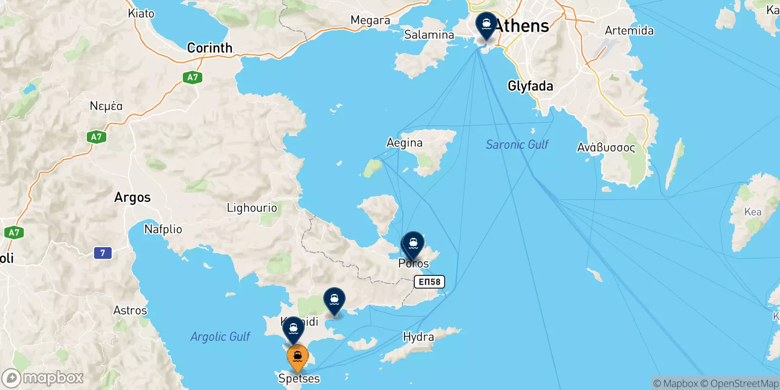 Traghetti da Spetses per la Grecia