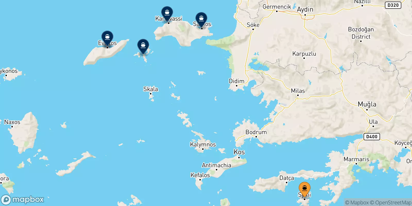 Traghetti da Symi per le Isole Egeo Nord Orientale