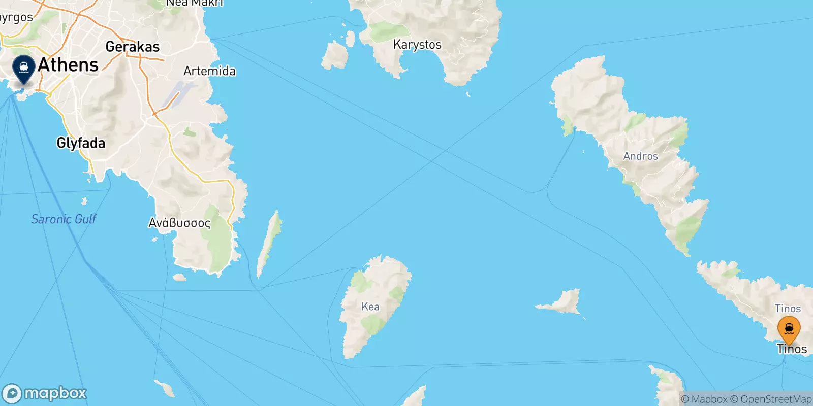 Traghetti da Tinos per Pireo