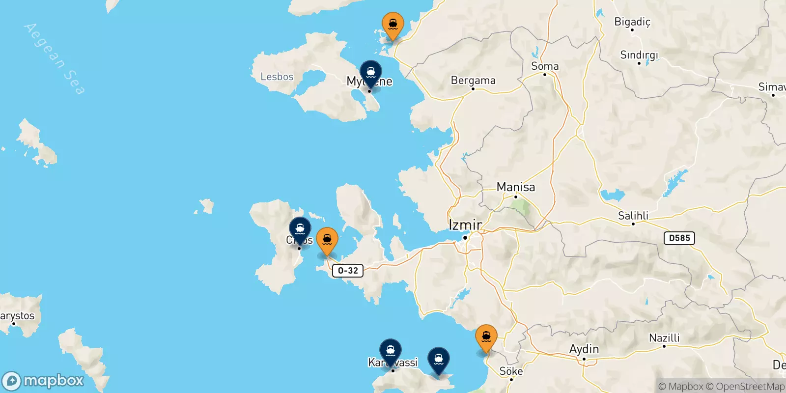 Traghetti dalla Turchia per le Isole Egeo Nord Orientale