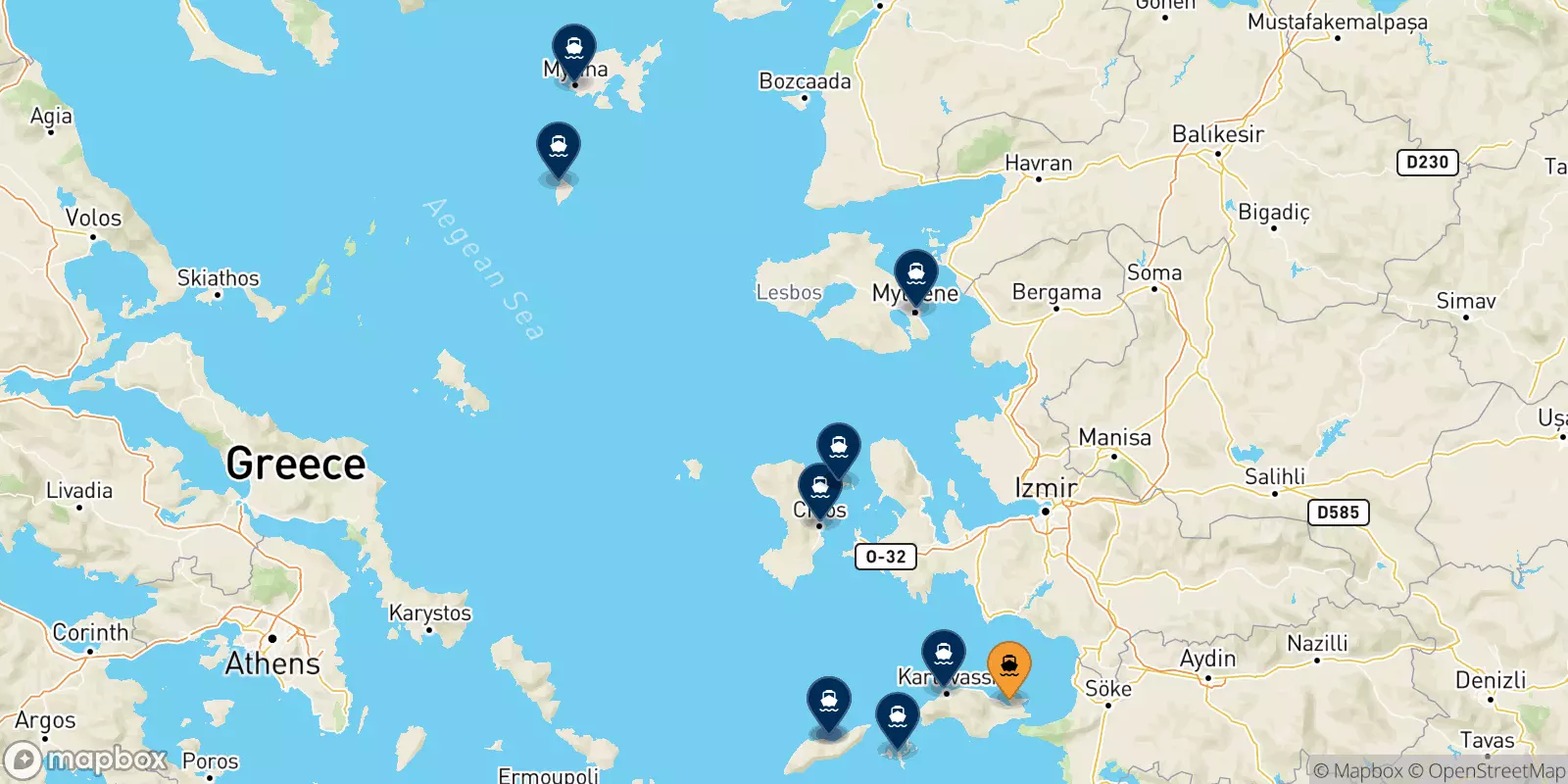 Traghetti da Vathi (Samos) per le Isole Egeo Nord Orientale