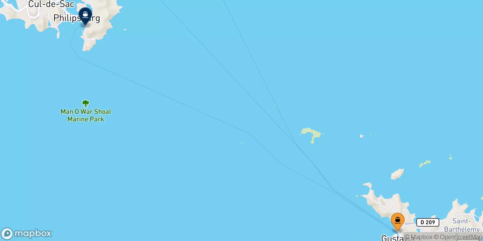 Traghetti da Gustavia (St Barth) per i Caraibi Olandesi