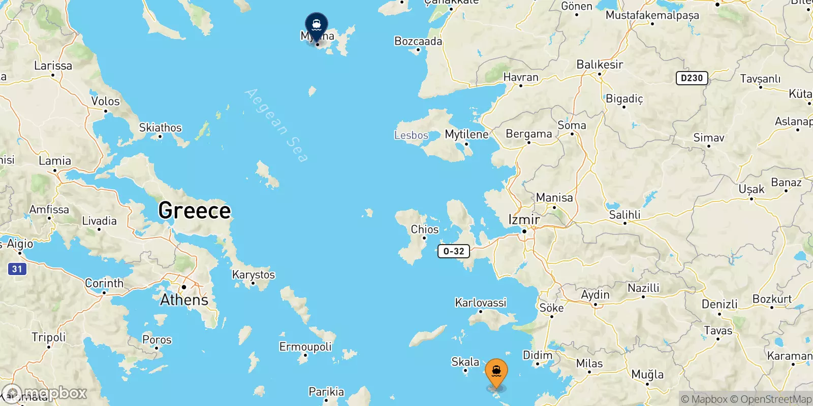 Traghetti da Leros per Mirina (Limnos)