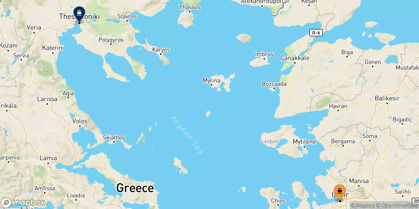 Traghetti da Izmir per la Grecia