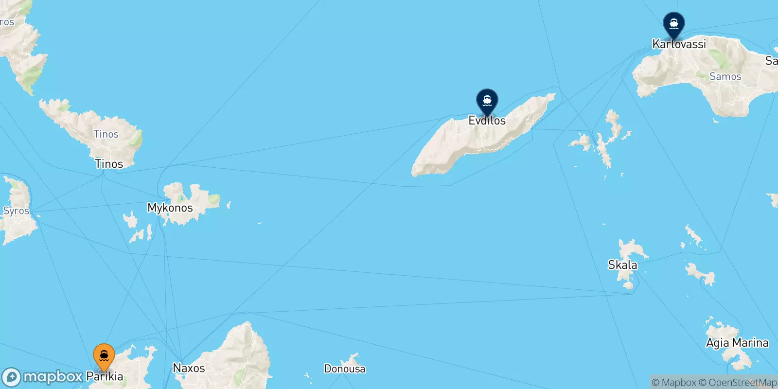 Traghetti da Paros per le Isole Egeo Nord Orientale