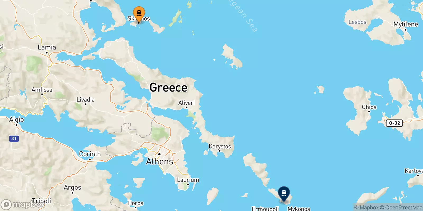 Traghetti da Skiathos per Tinos