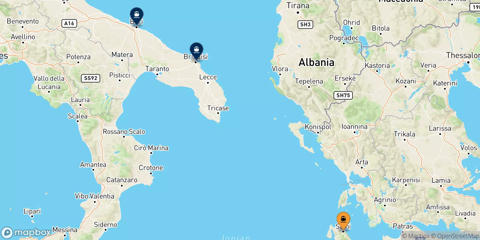 Traghetti da Sami (Cefalonia) per l'Italia