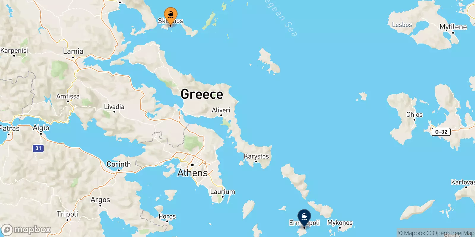 Traghetti dalle Isole Sporadi per Syros