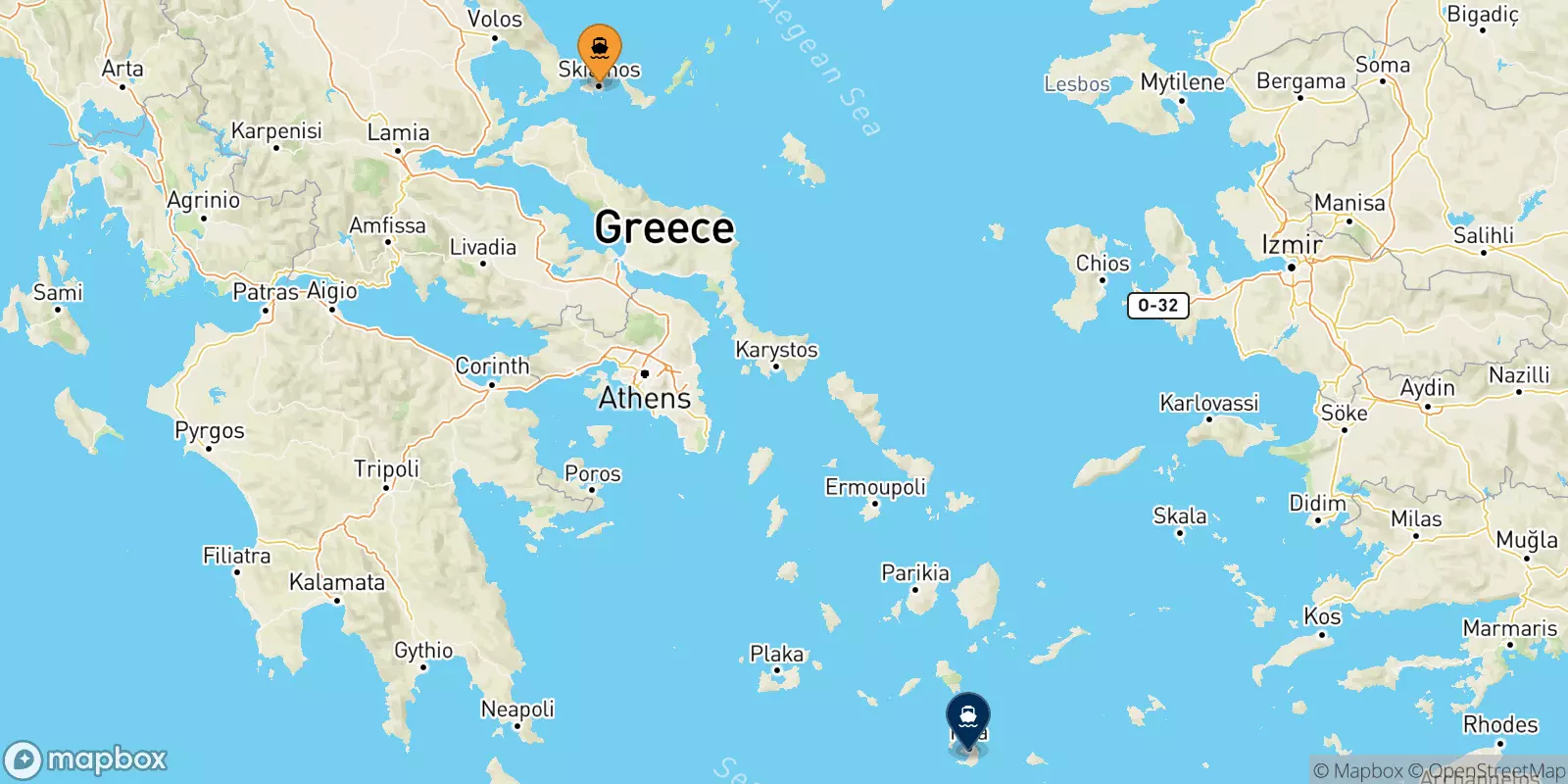 Traghetti da Skiathos per Santorini