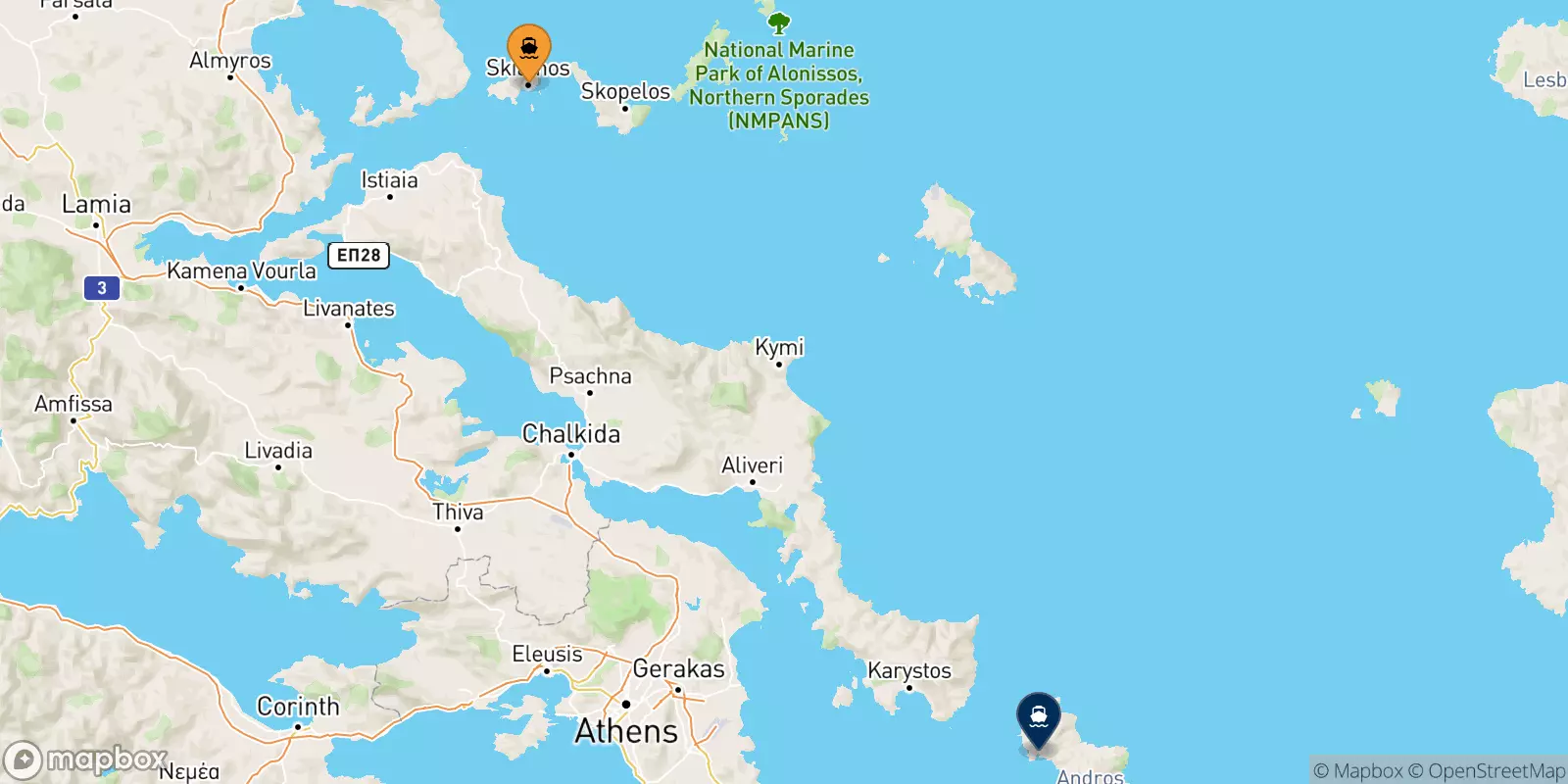 Traghetti da Skiathos per Andros