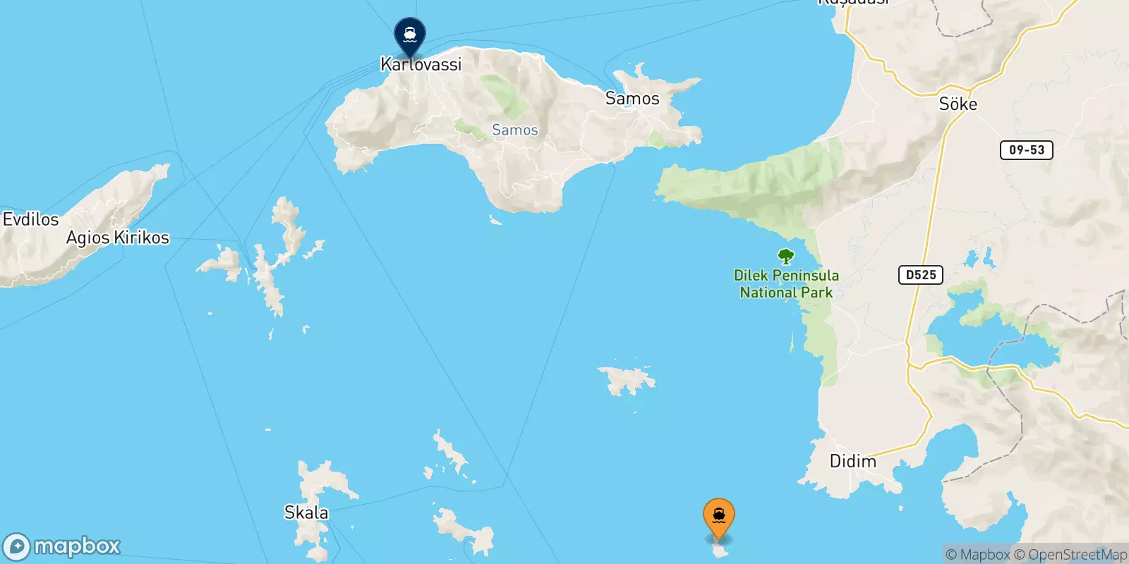 Traghetti da Farmakonisi per Pythagorio (Samos)