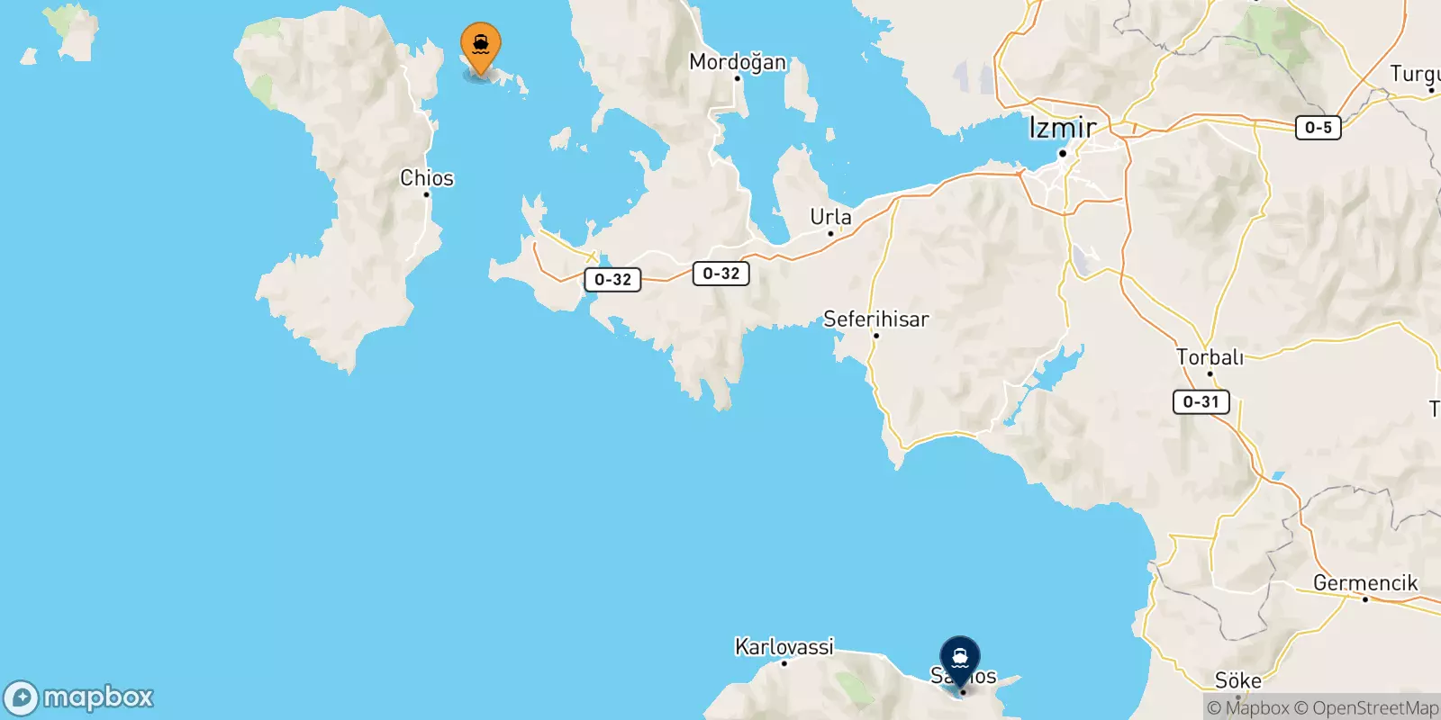 Traghetti da Inousses per Vathi (Samos)