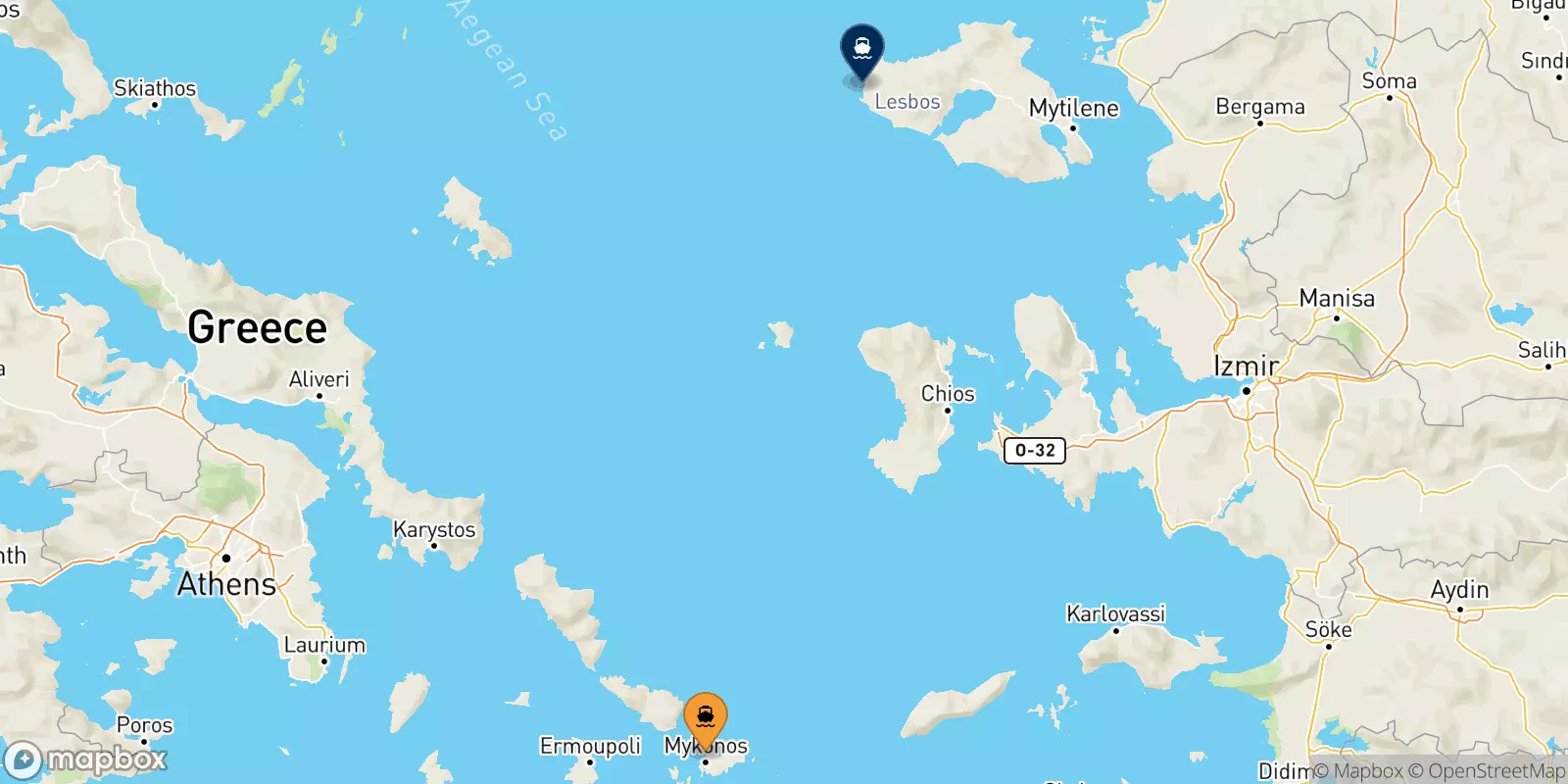 Traghetti da Mykonos per Sigri (Lesvos)