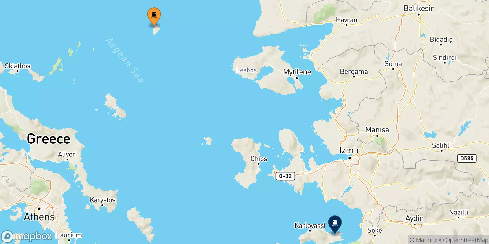 Traghetti da Agios Efstratios per Vathi (Samos)