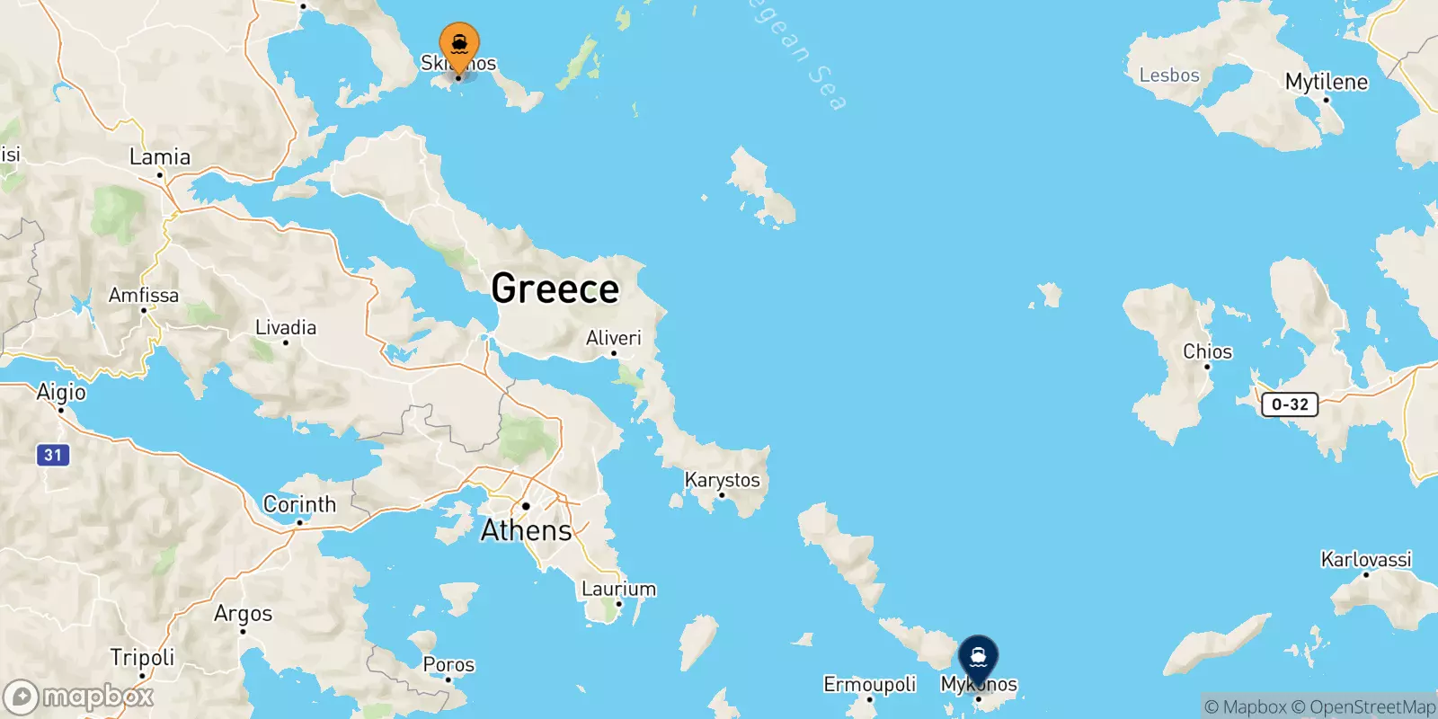 Traghetti dalle Isole Sporadi per Mykonos