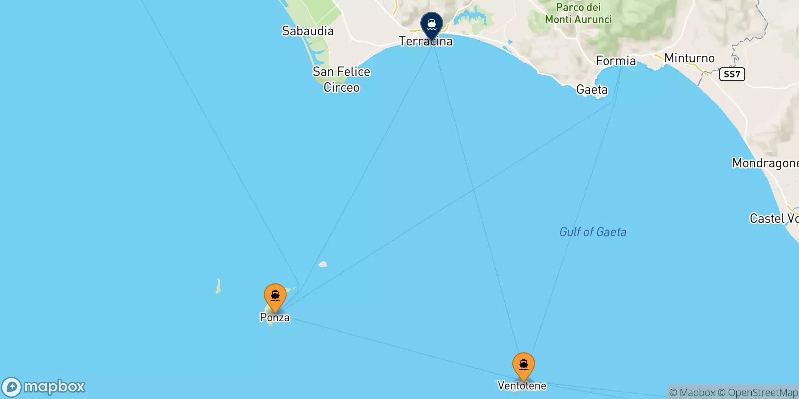 Traghetti dalle Isole Pontine per Terracina