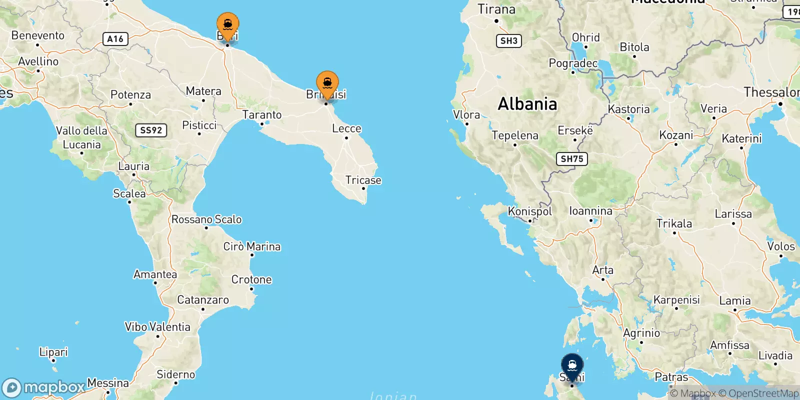 Traghetti dall'Italia per Sami (Cefalonia)