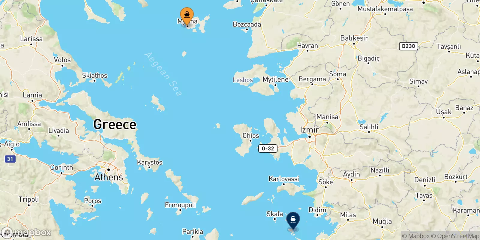 Traghetti da Mirina (Limnos) per Leros