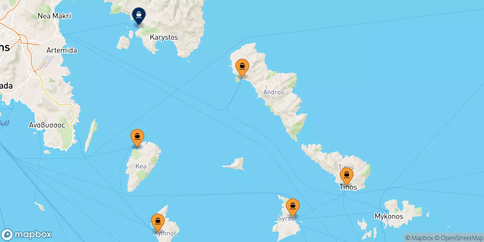 Traghetti dalle Isole Cicladi per Marmari