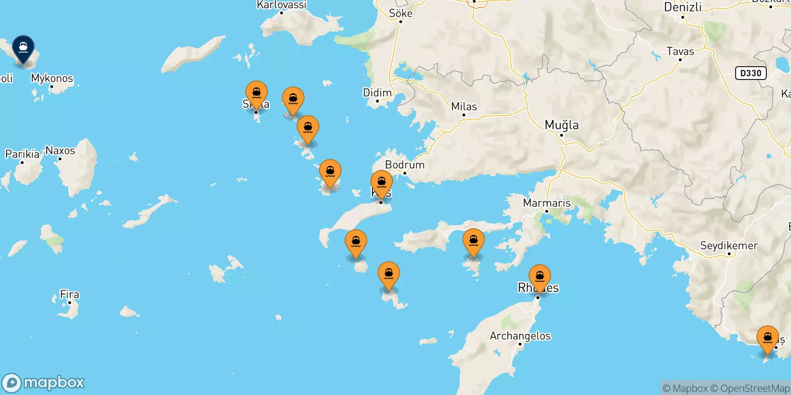 Traghetti dalle Isole Dodecaneso per Tinos