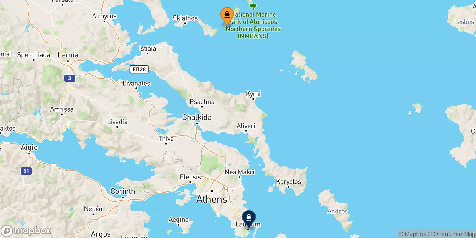 Traghetti dalle Isole Sporadi per Lavrio