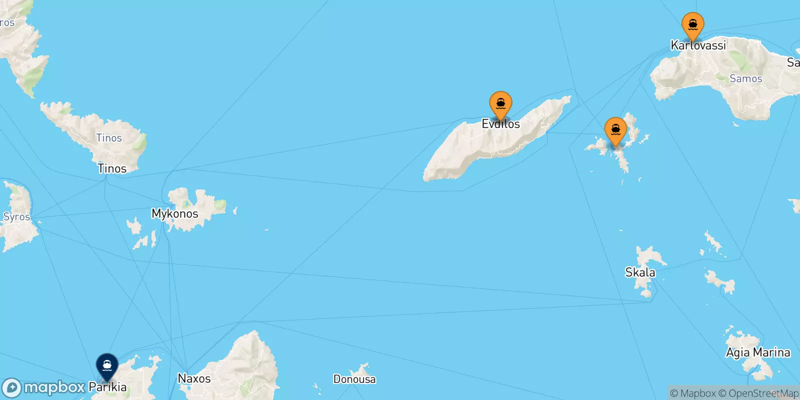 Traghetti dalle Isole Egeo Nord Orientale per Paros