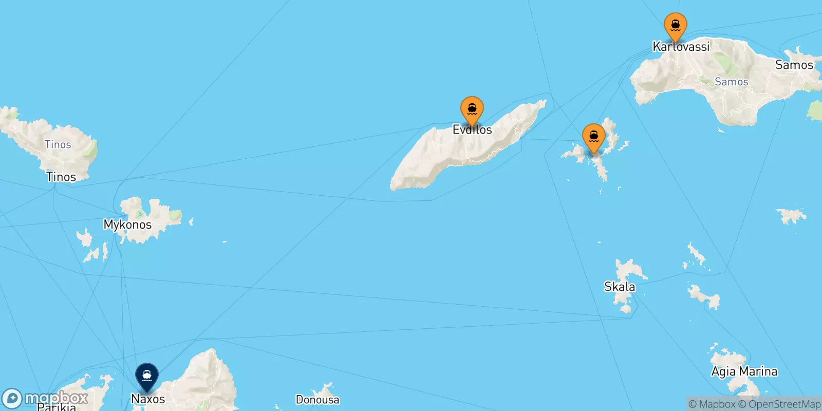 Traghetti dalle Isole Egeo Nord Orientale per Naxos