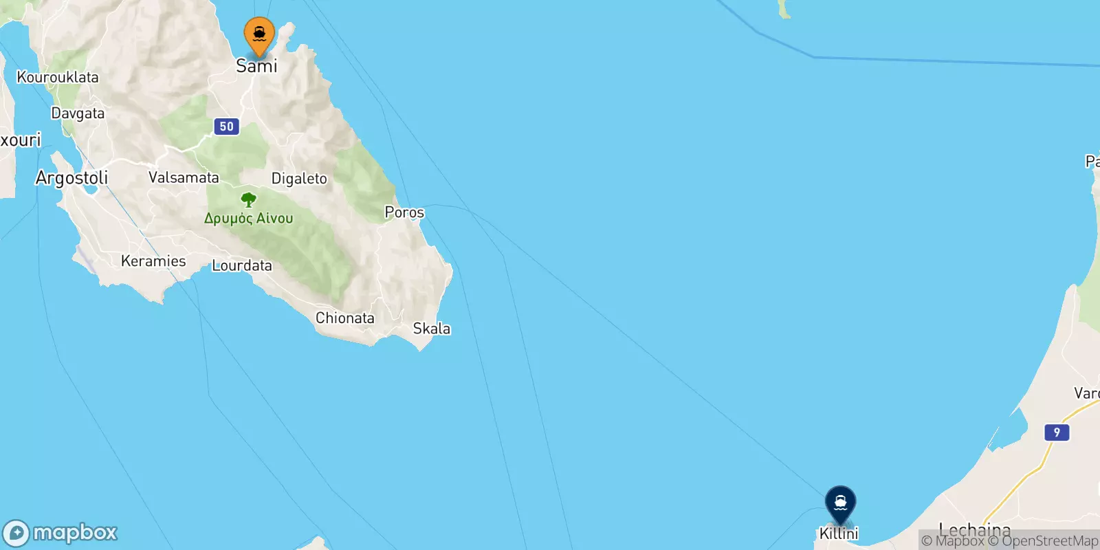 Traghetti da Sami (Cefalonia) per Killini