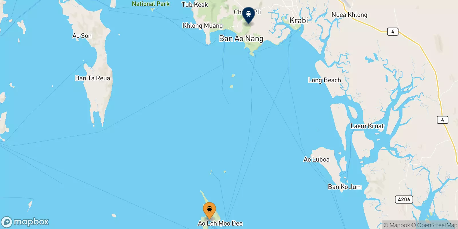 Traghetti da Koh Phi Phi (Tonsai Pier) per Ao Nang (Nopparat Thara Pier)