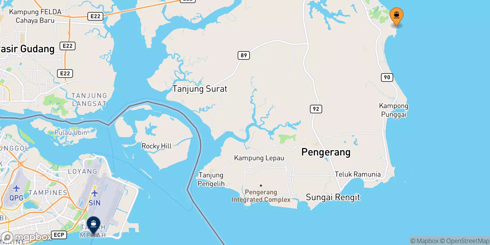 Traghetti da Desaru per Singapore