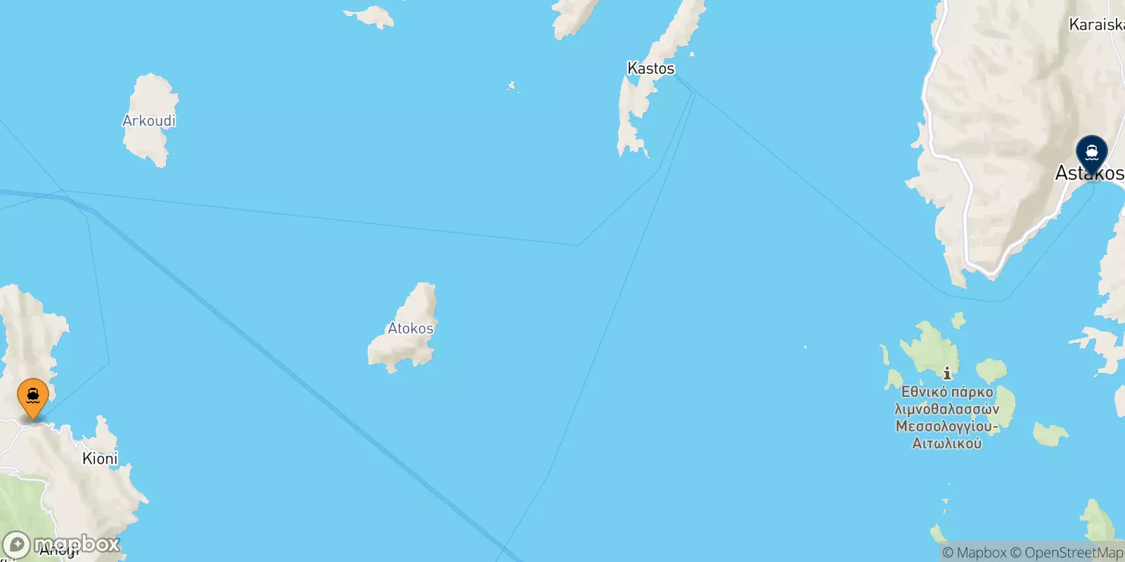 Traghetti da Frikes (Itaca) per Astakos