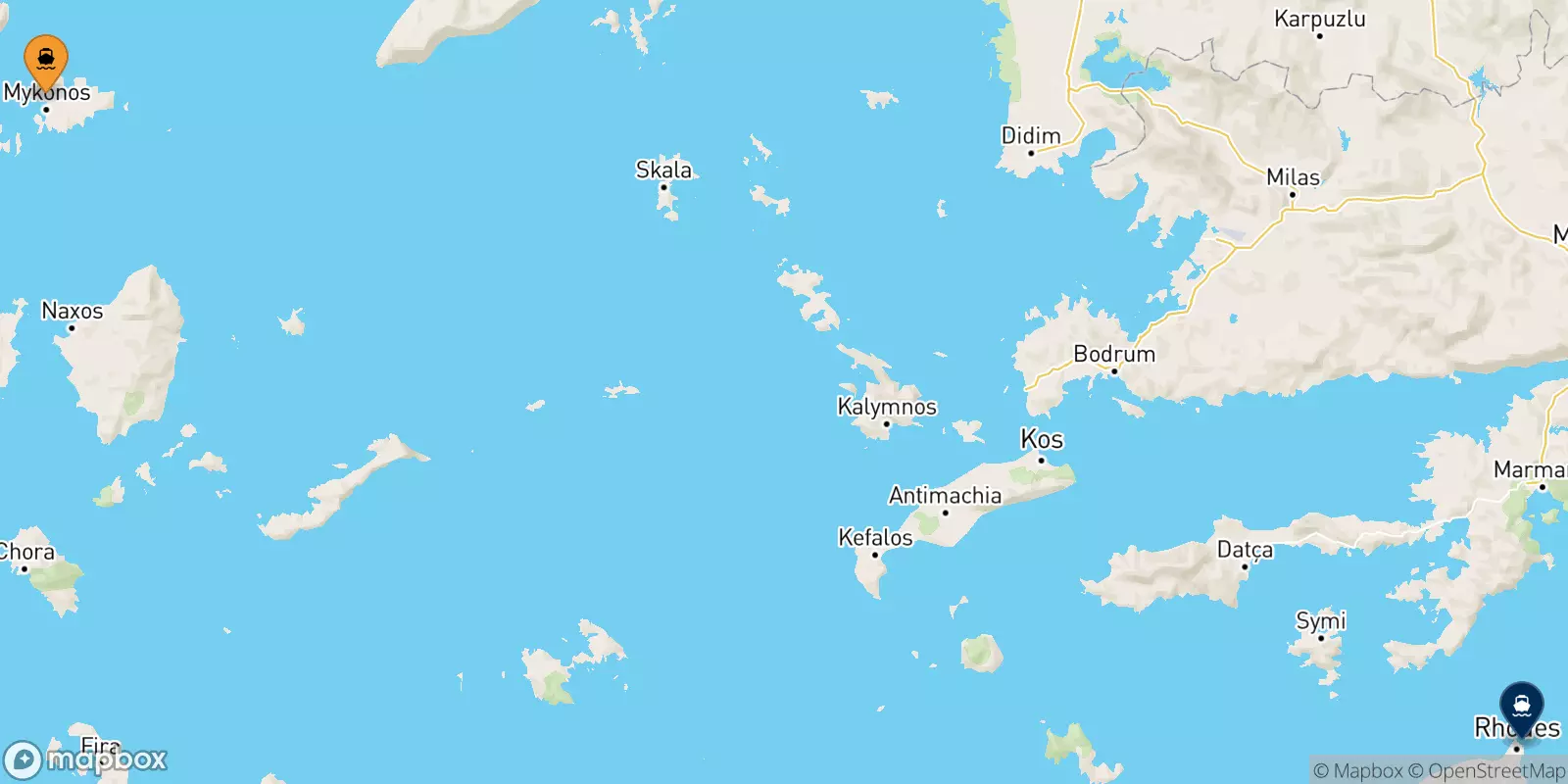 Traghetti da Mykonos per Rodi