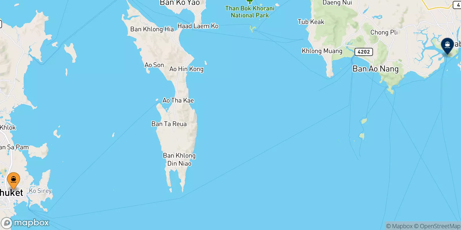 Traghetti da Phuket (Rassada Pier) per Krabi (Klong Jilad Pier)
