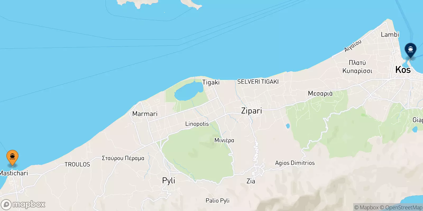 Traghetti da Pserimos per Kos