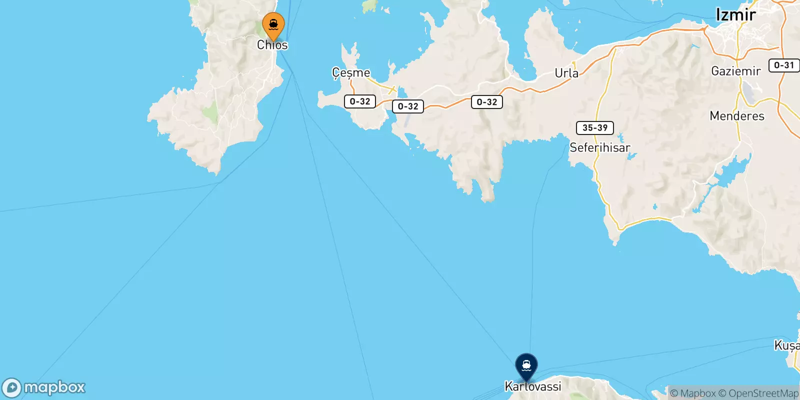 Traghetti da Chios per Pythagorio (Samos)