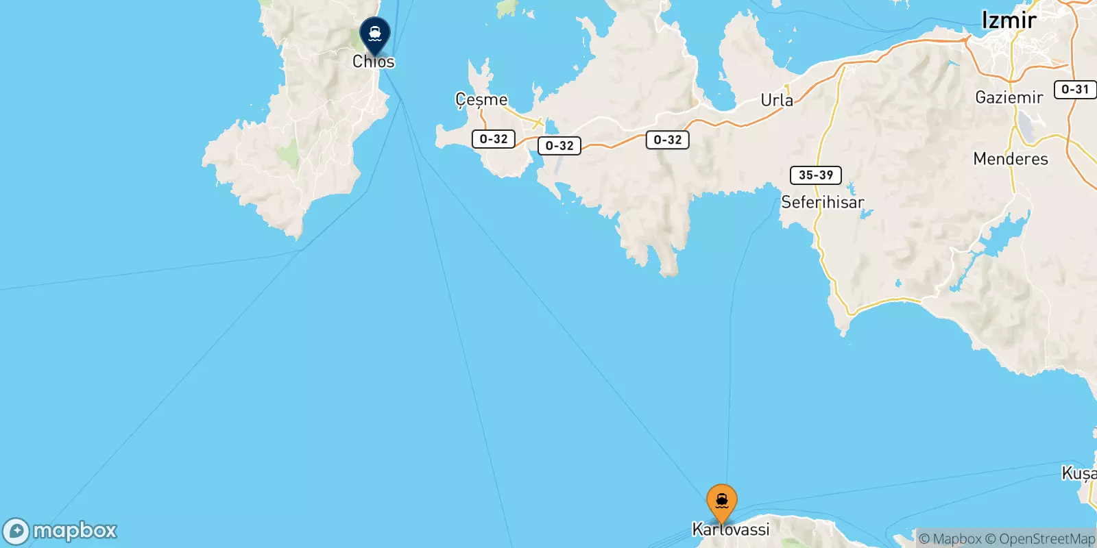 Traghetti da Pythagorio (Samos) per Chios