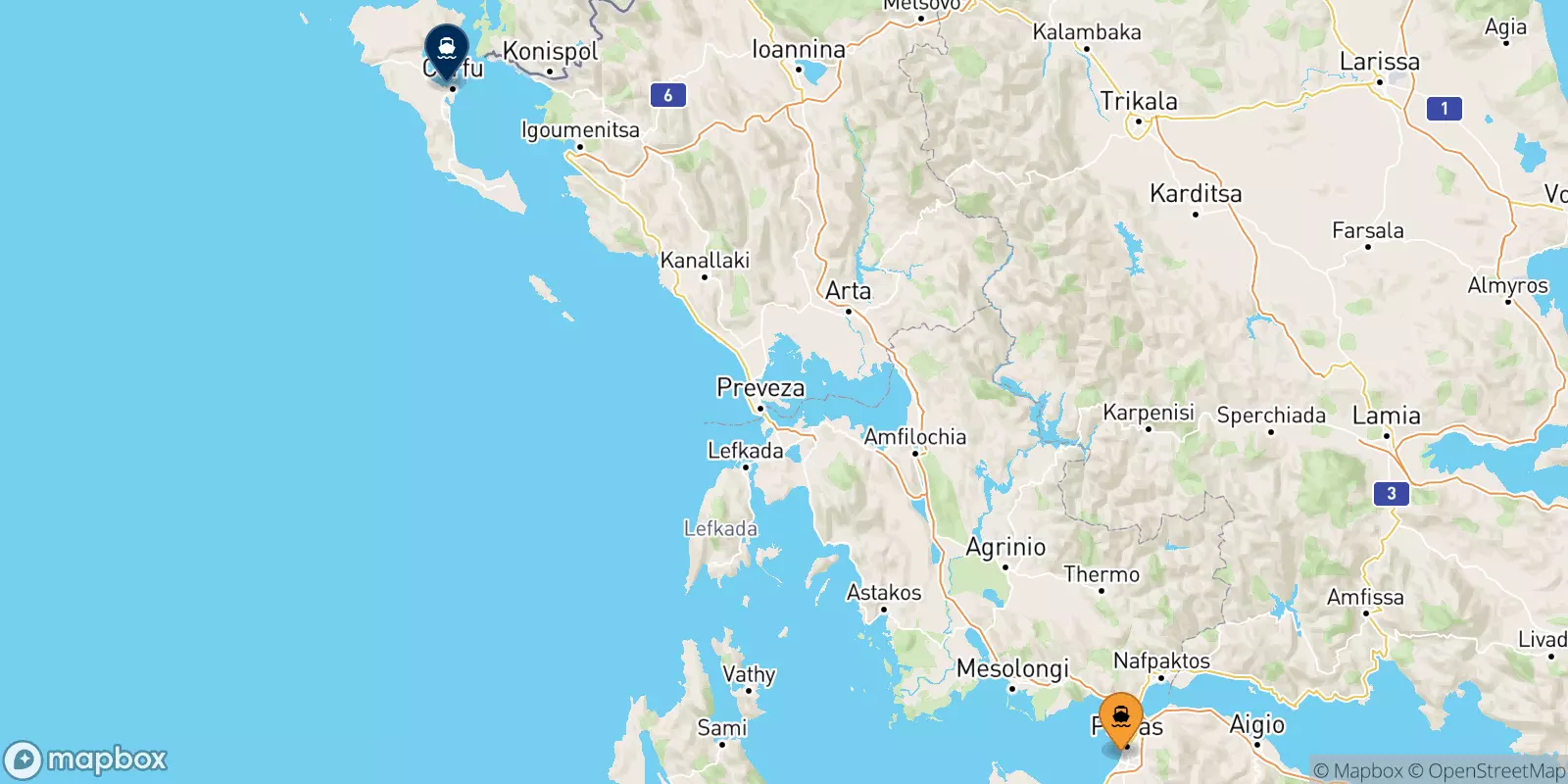 Traghetti da Patrasso per Corfu