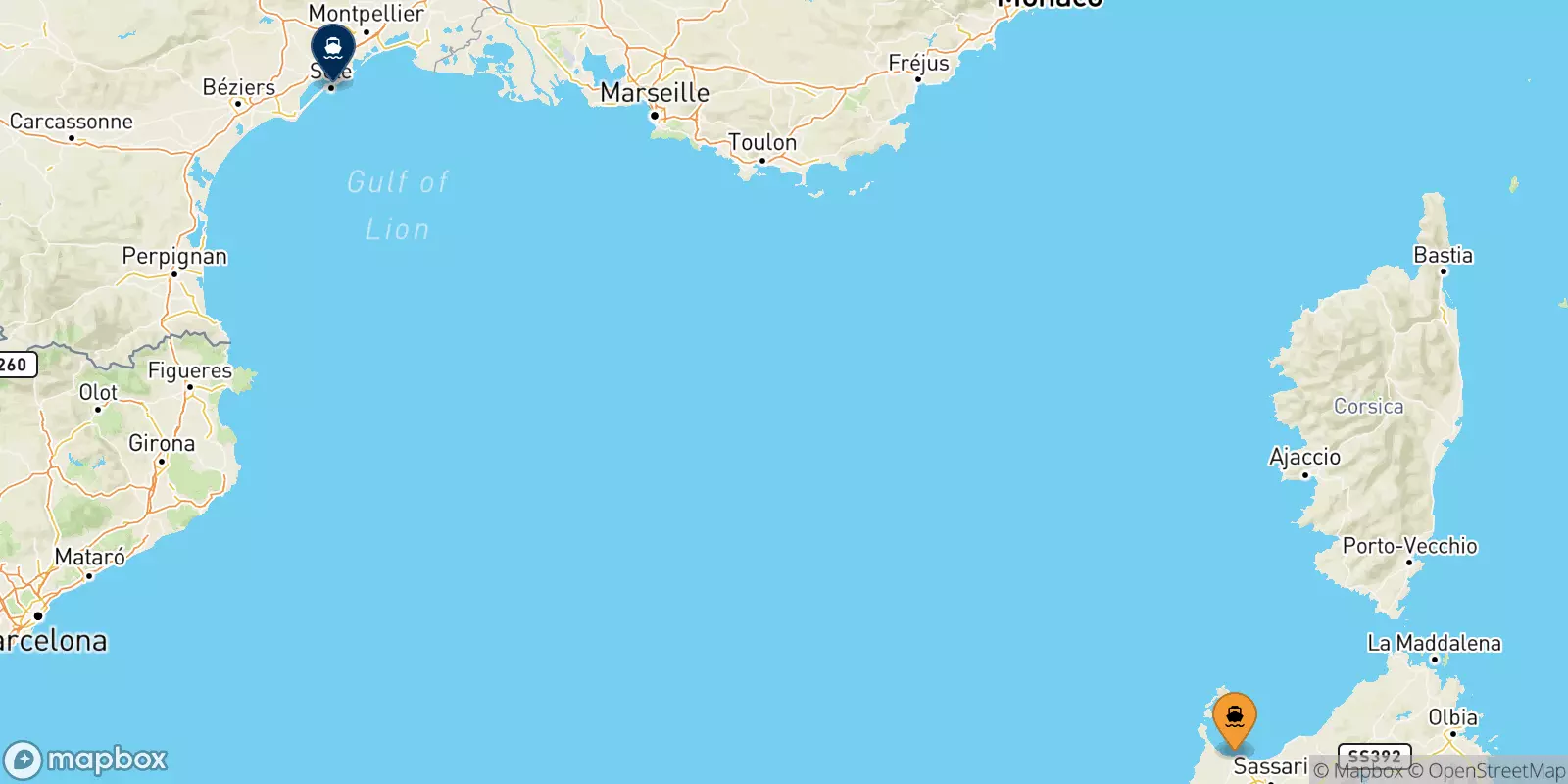 Traghetti dalla Sardegna per Sete