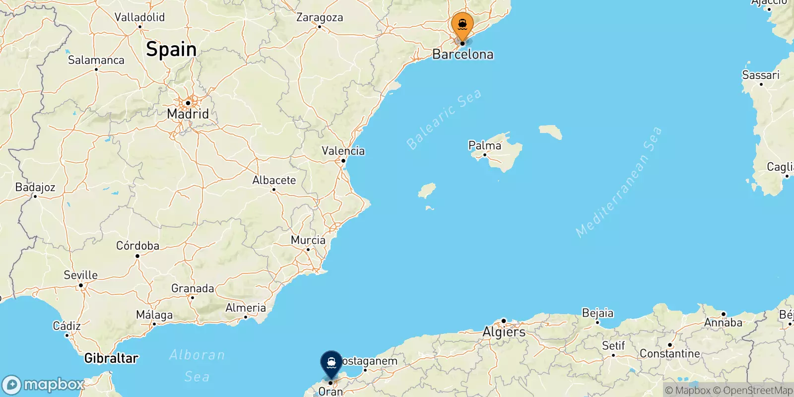 Traghetti da Barcellona per Oran